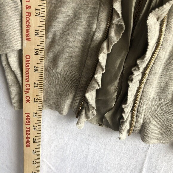 J. Crew Cotton/Wool/Silk, Double Gold Zipper Women's Beige Sweater Size Large - Picture 8 of 9